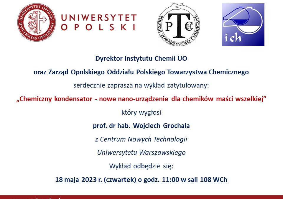 Zaproszenie na wykład prof. dr hab. Wojciecha Grochali