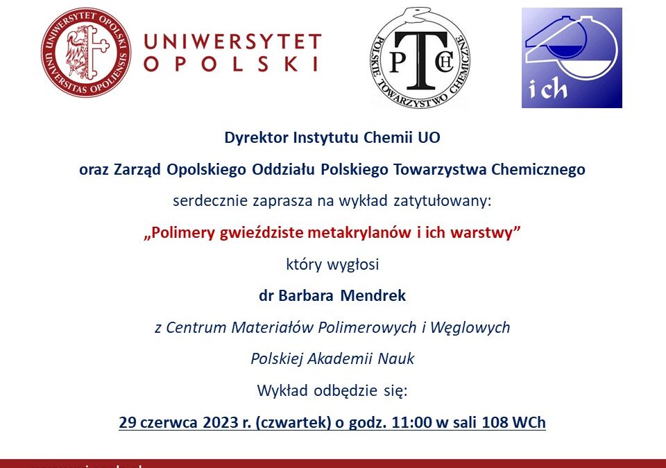 Zaproszenie na wykład dr Barbary Mendrek